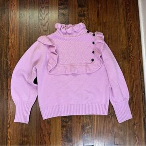 Lilac Ruffled Women's Turtleneck Sweater